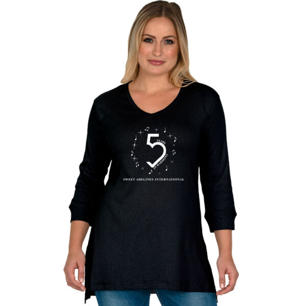 3/4 Sleeve V-Neck Tunic with Side Sleeve Thumbnail
